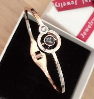 Clover Charm Jewelry, Open Alloy Bangle, Rose Gold Bracelet - available at Sparq Mart