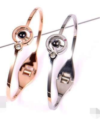 Clover Charm Jewelry, Open Alloy Bangle, Rose Gold Bracelet - available at Sparq Mart