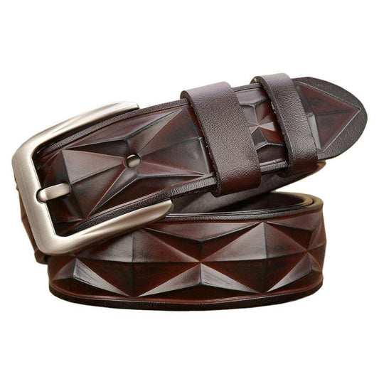 diamond-pattern belt, leather accessory men, men's casual belt - available at Sparq Mart