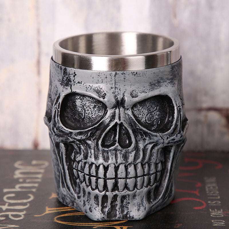 Gothic Drinkware Gift, Reaper Coffee Cup, Skull Metal Mug - available at Sparq Mart