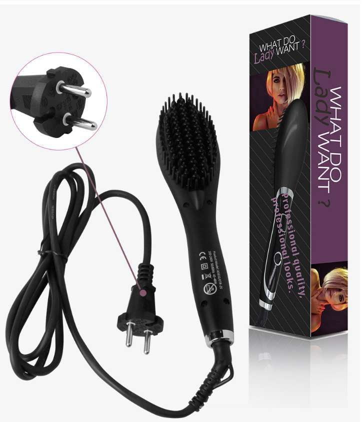 Ceramic Hair Straightening Brush, Salon-Quality Results, Sleek Hair - available at Sparq Mart