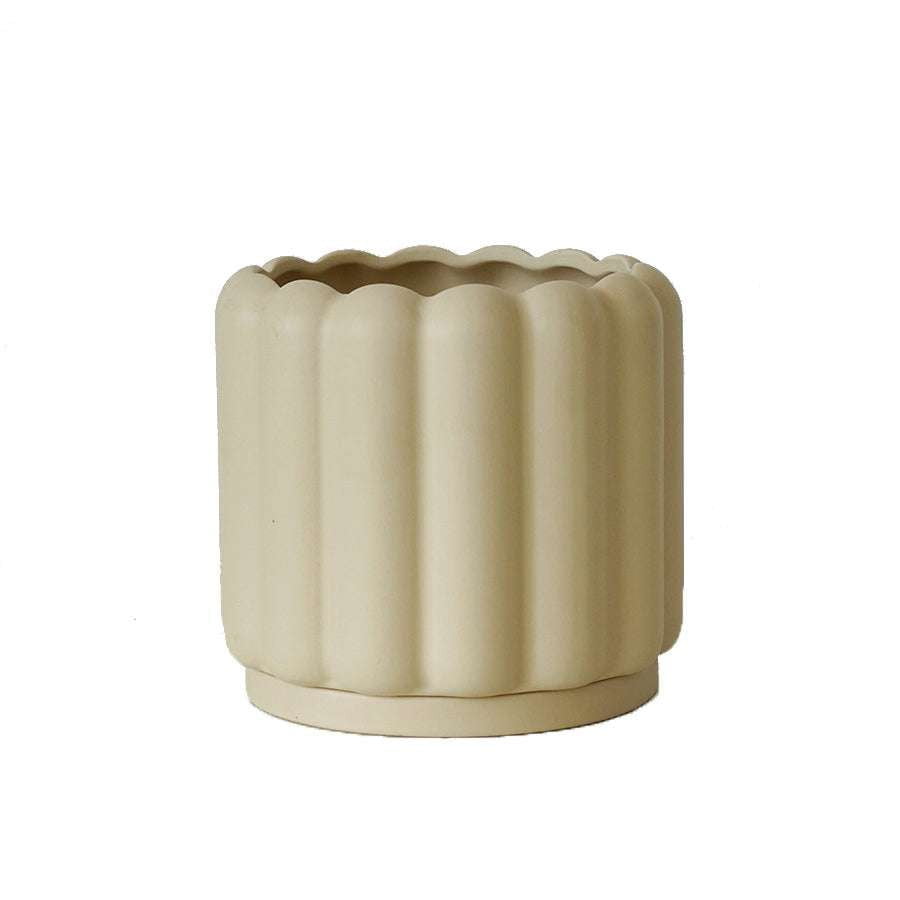 Ceramic Planter Tray, Colorful Round Planters, Fence Style Planter - available at Sparq Mart