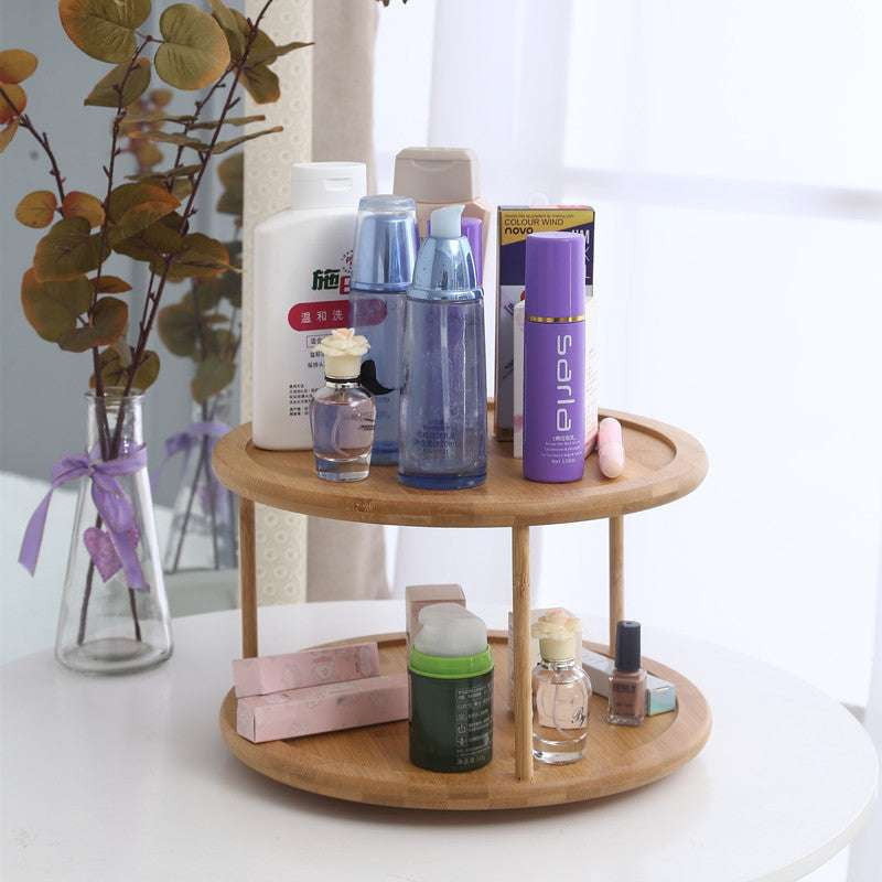 2 Tier Organizer, Bamboo Spice Rack, Cabinet Turntable Organizer - available at Sparq Mart