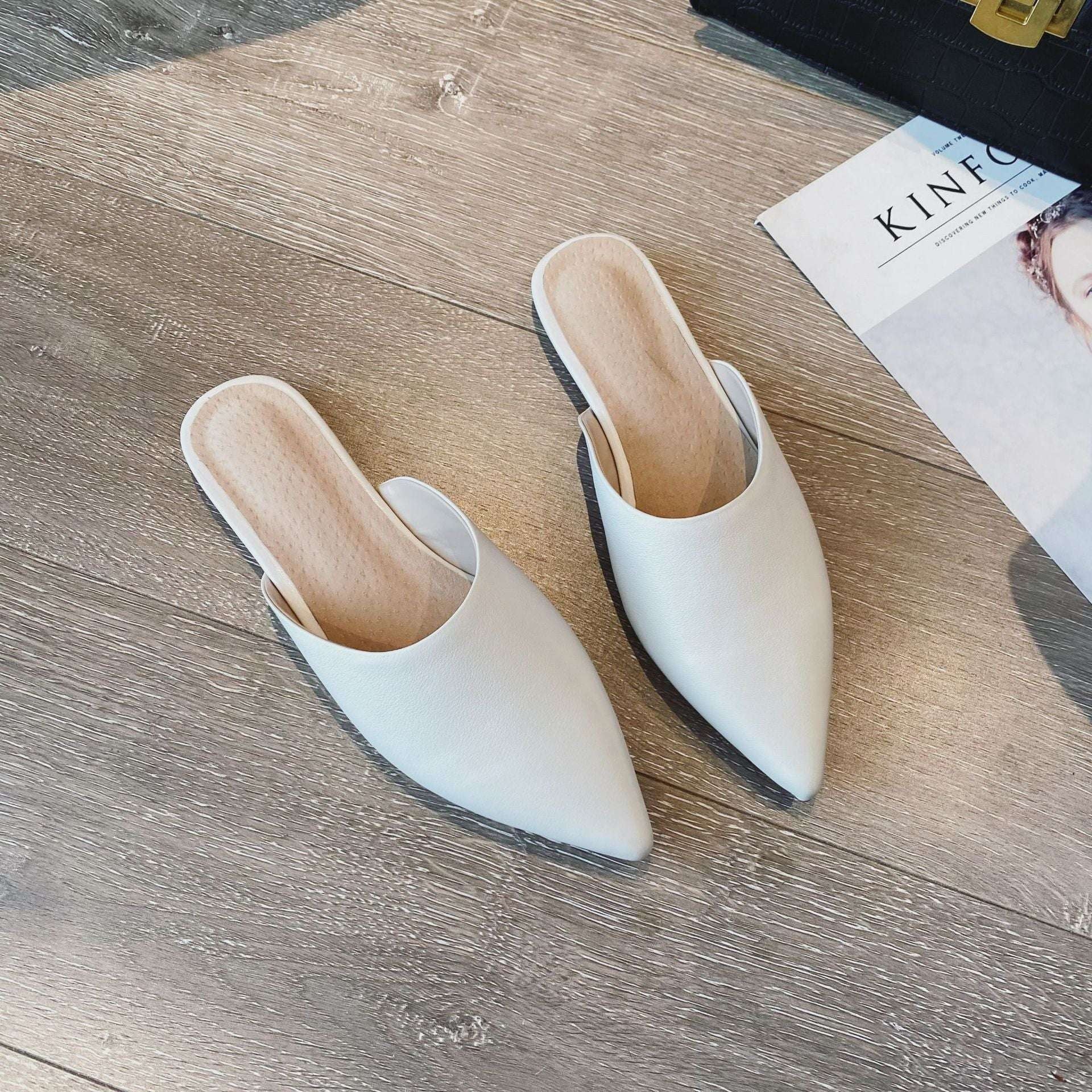 Baotou Lazy Sandals, Female Flat Sandals, Pointed Toe Flats - available at Sparq Mart