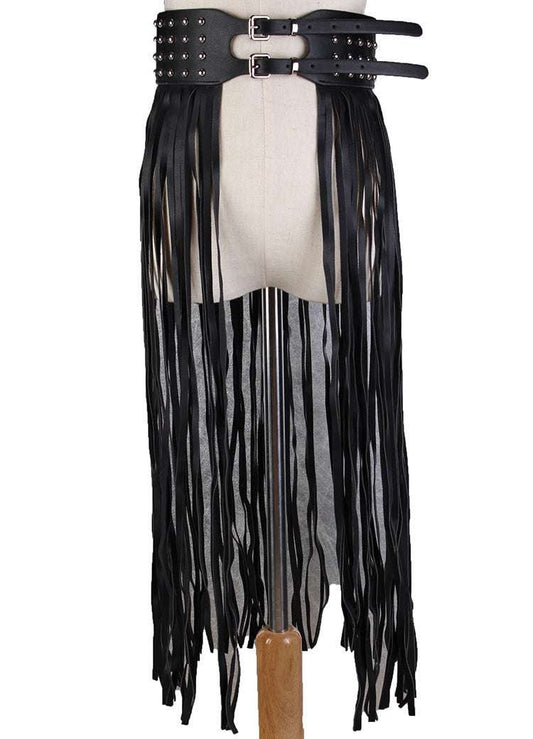 Designer Waist Accessory, Fringe Leather Belt, Stylish Belt Fashion - available at Sparq Mart