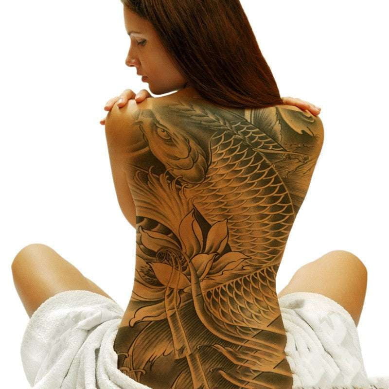 Carp Tattoo Designs, Lotus Body Art, Waterproof Tattoo Decals - available at Sparq Mart