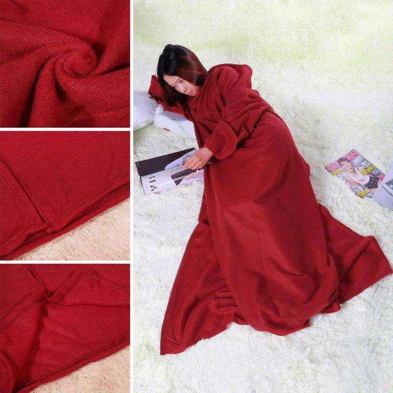 comfortable blanket hoodie, premium fleece blanket, wearable blanket red - available at Sparq Mart