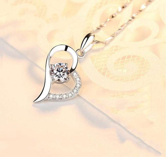 elegant white heart, heart shaped pendant, ladies blue box - available at Sparq Mart