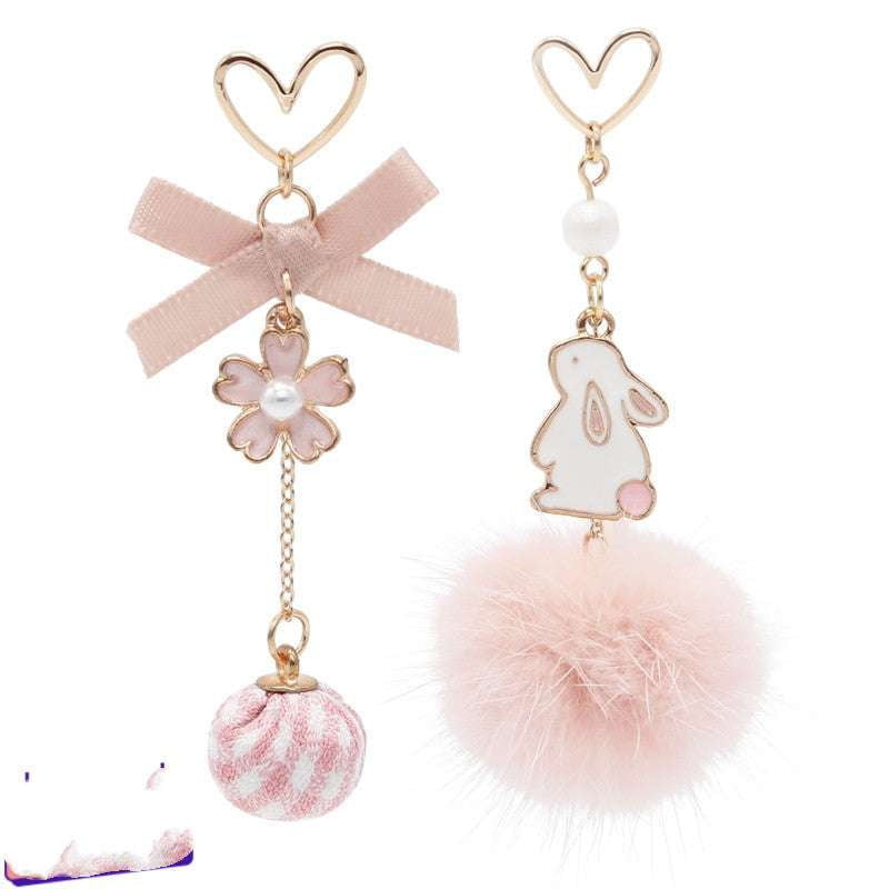 Cherry Blossom Earrings, Cute Silver Ear Clips, Japanese Ball Earrings - available at Sparq Mart