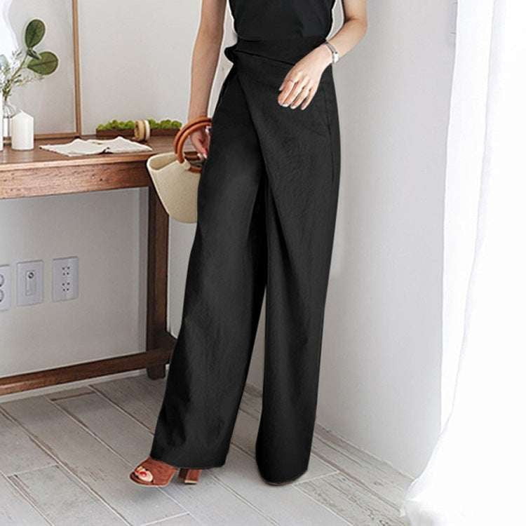 black lace-up pants, fashionable pants online, wide-leg trousers - available at Sparq Mart