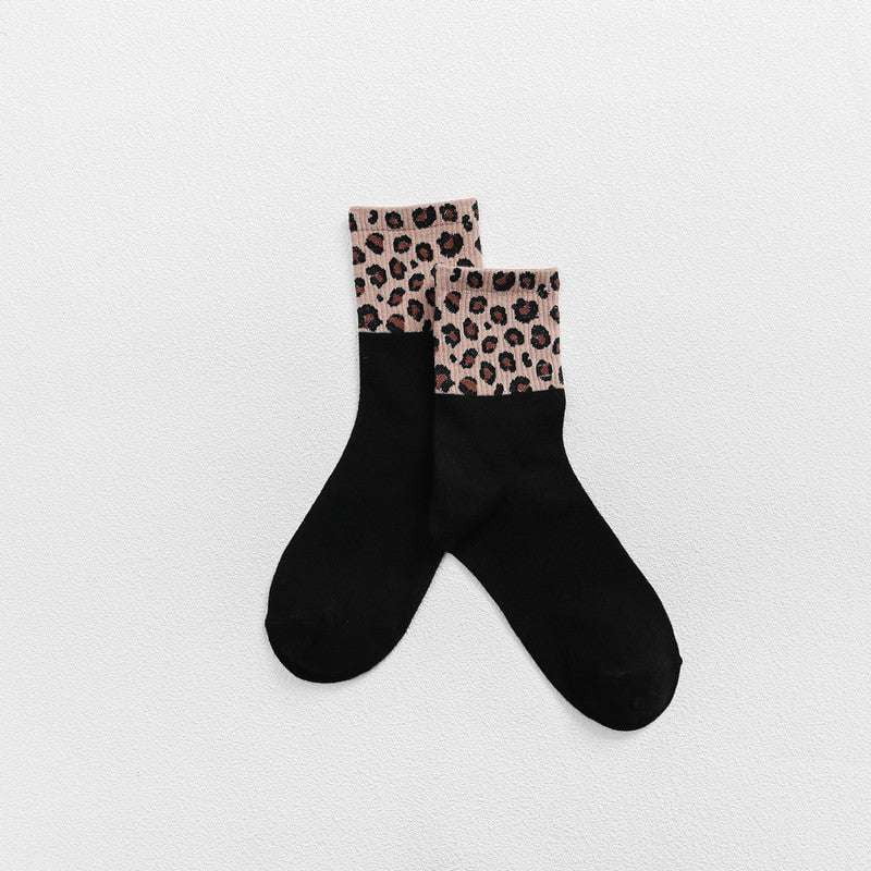 Japanese Style Stockings, Leopard Print Socks, Women's Cotton Socks - available at Sparq Mart