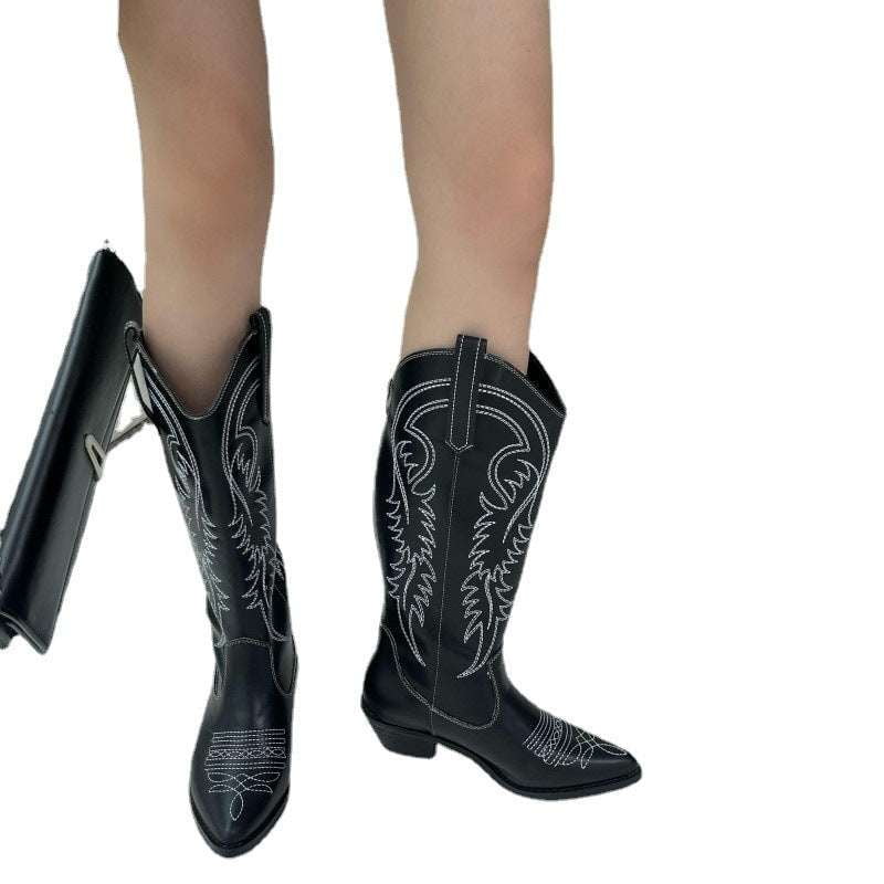 Mid-Heel Fashion Boots, Pointy Toe Booties, Women's Knight Boots - available at Sparq Mart