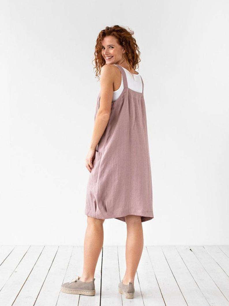 Hemp Sweet Dress, Pink Beige Dress, Strapless Summer Dress - available at Sparq Mart