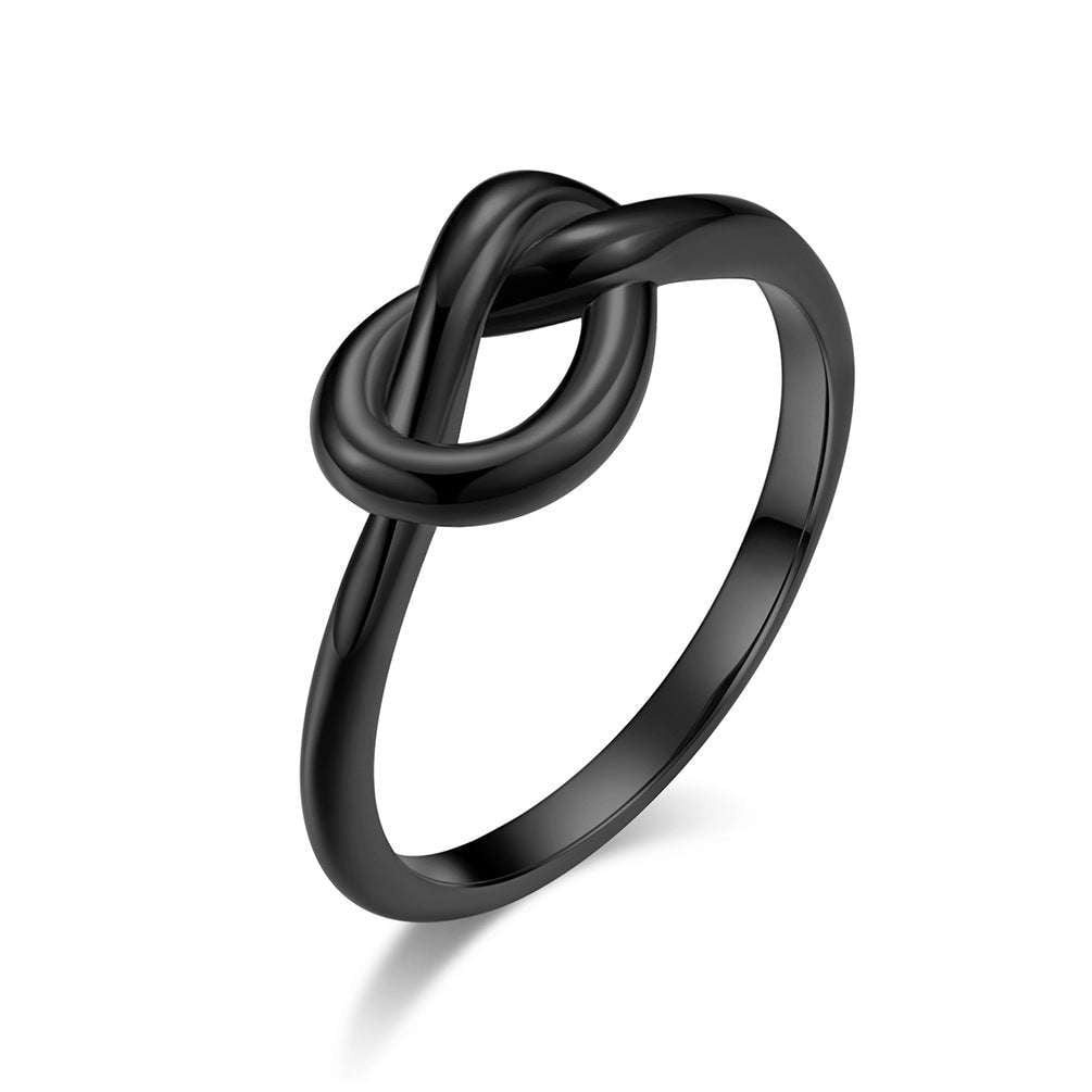 durable minimalist jewelry, geometric heart knot ring, titanium steel fashion ring - available at Sparq Mart