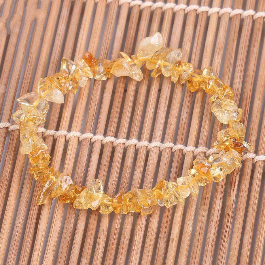 Citrine Stone Bracelet, Crushed Citrine Jewelry, Yellow Gemstone Bracelet - available at Sparq Mart