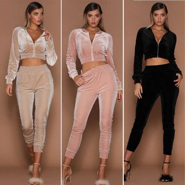 Casual Pencil Pants, Elegant Pants Suit, Pink Cashmere Tracksuit - available at Sparq Mart