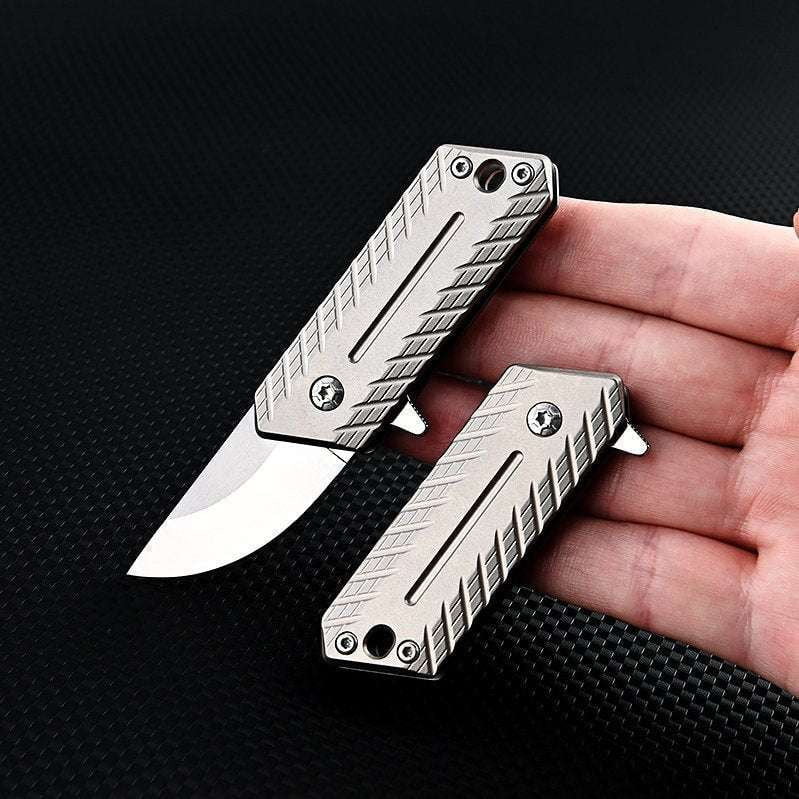 Compact Titanium Alloy Knife, Folding EDC Gear, Mini Keychain Knife - available at Sparq Mart