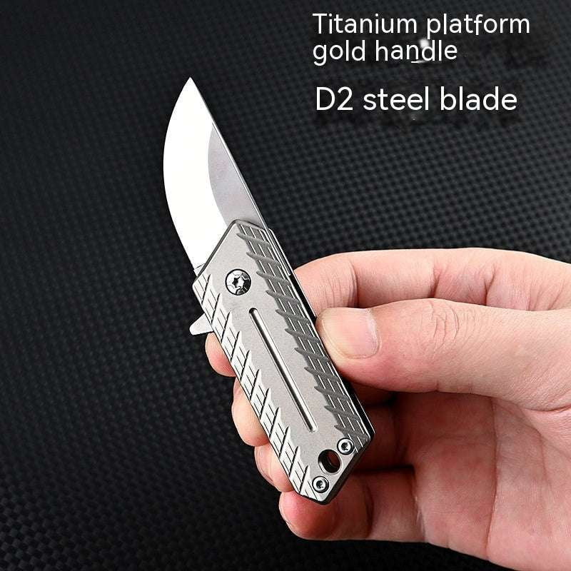 Compact Titanium Alloy Knife, Folding EDC Gear, Mini Keychain Knife - available at Sparq Mart