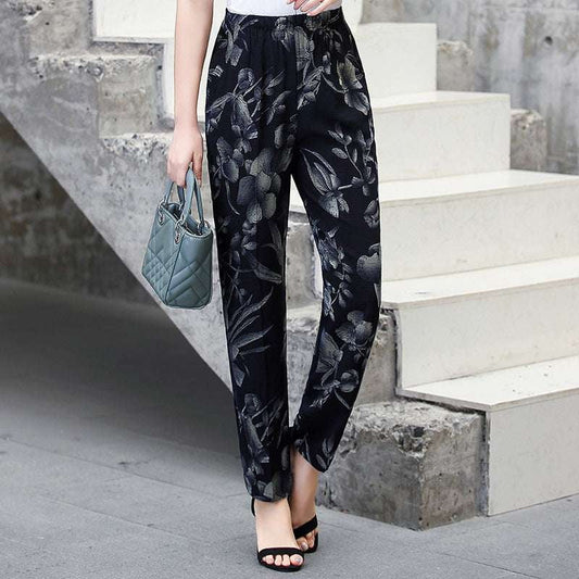 Cotton Thin Pants, Silk Floral Pants, Summer Lightweight Trousers - available at Sparq Mart