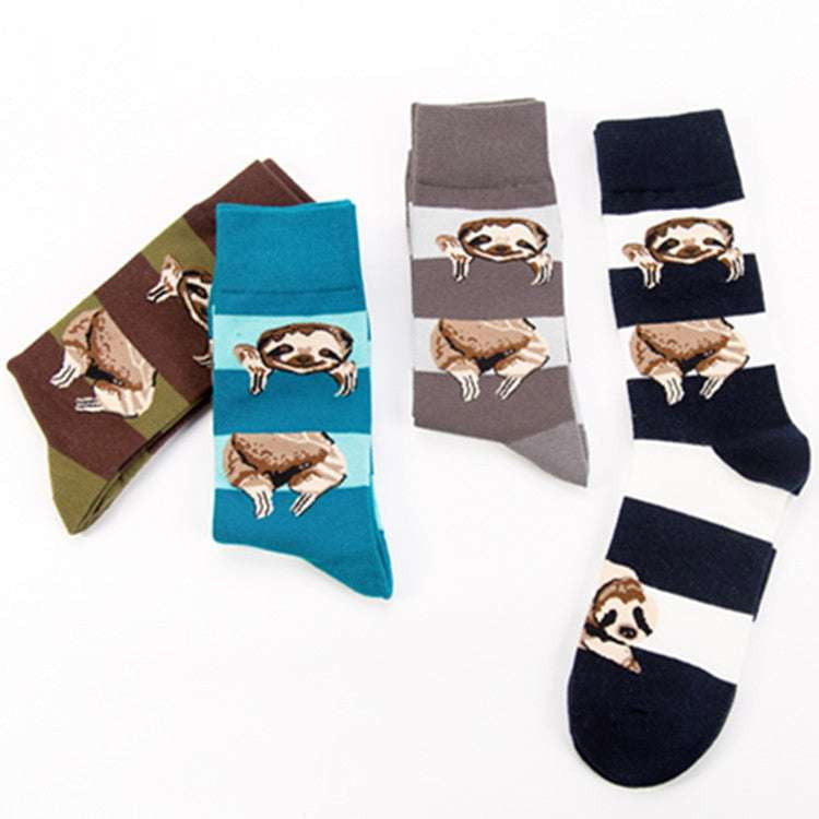 Cotton Fashion Socks, Cozy Sloth Socks, Winter Patterned Socks - available at Sparq Mart