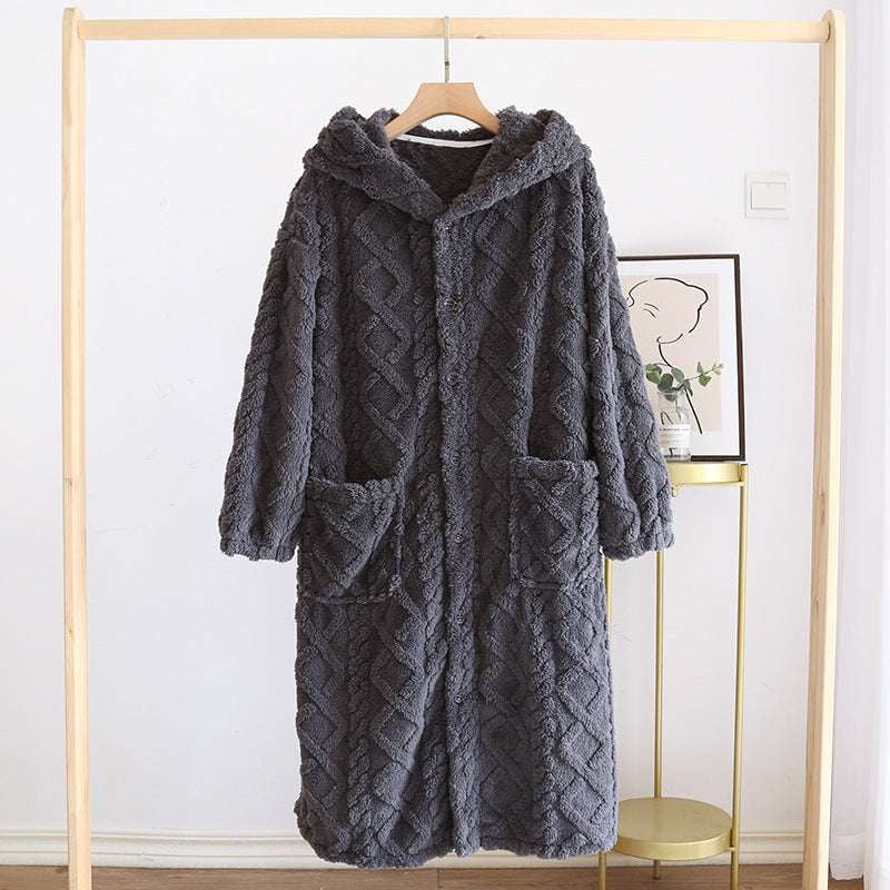 Cozy Homewear Outfit, Fleece Nightgown Set, Warm Loungewear Women - available at Sparq Mart