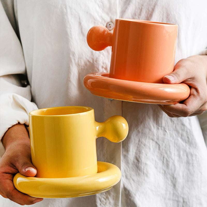 Creative Vitality Egg Yolk Cup Mug, Stylish Design, Unique Saucer Set - available at Sparq Mart