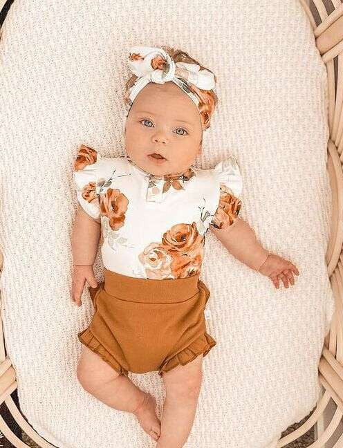 baby summer set, floral baby outfit, trendy toddler clothes - available at Sparq Mart