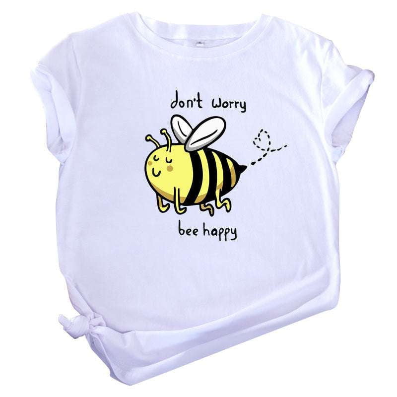 bee graphic tee, cartoon print tops, women's plus clothing - available at Sparq Mart