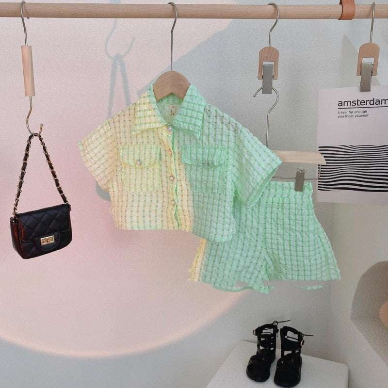 Baby Girl Shirt, Plaid Baby Outfit, Summer Cotton Babywear - available at Sparq Mart