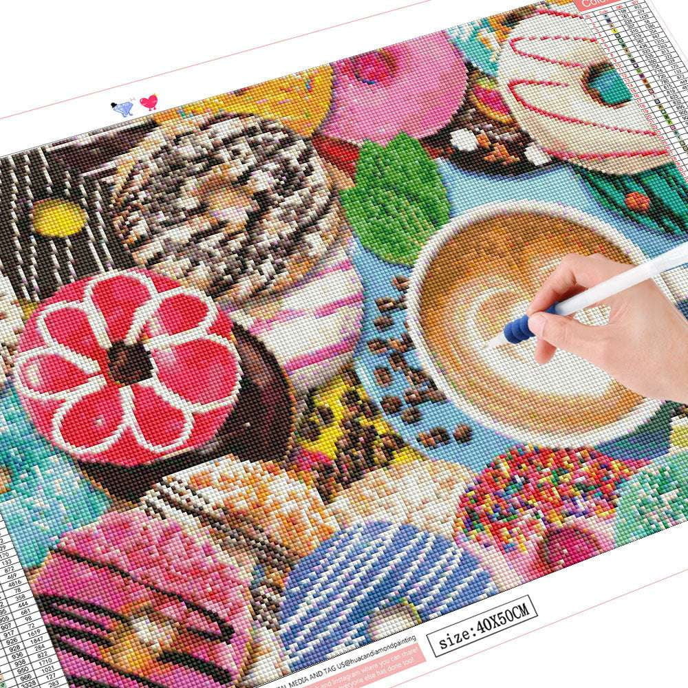 Coffee Cross-Stitch Kit, Diamond Painting Kit, Embroidery Coffee Art - available at Sparq Mart