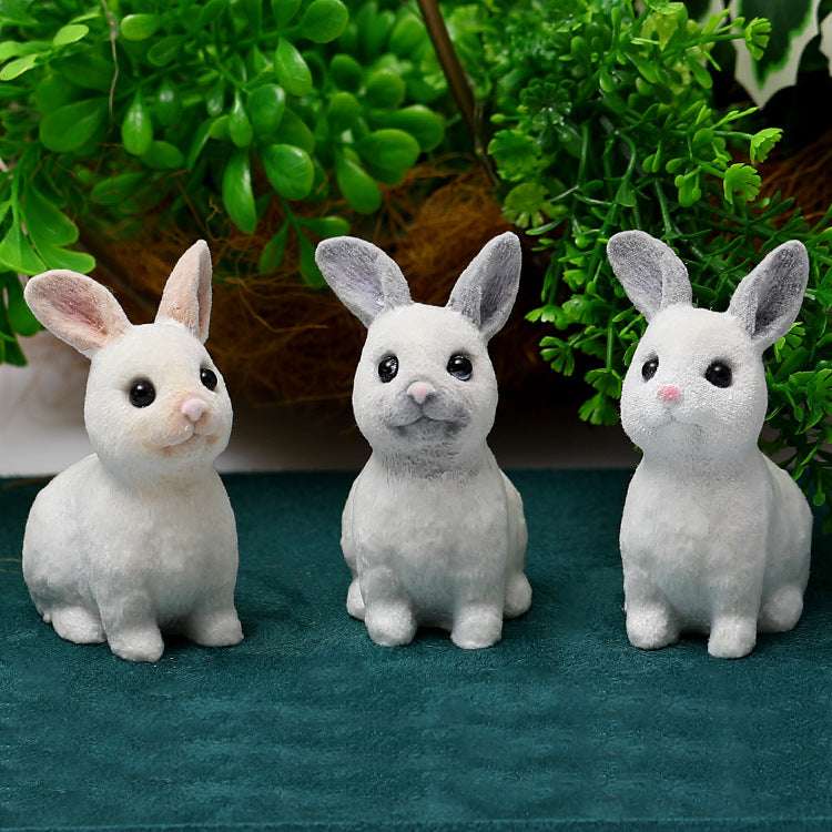 Easter plush rabbit, resin ornaments, white - available at Sparq Mart