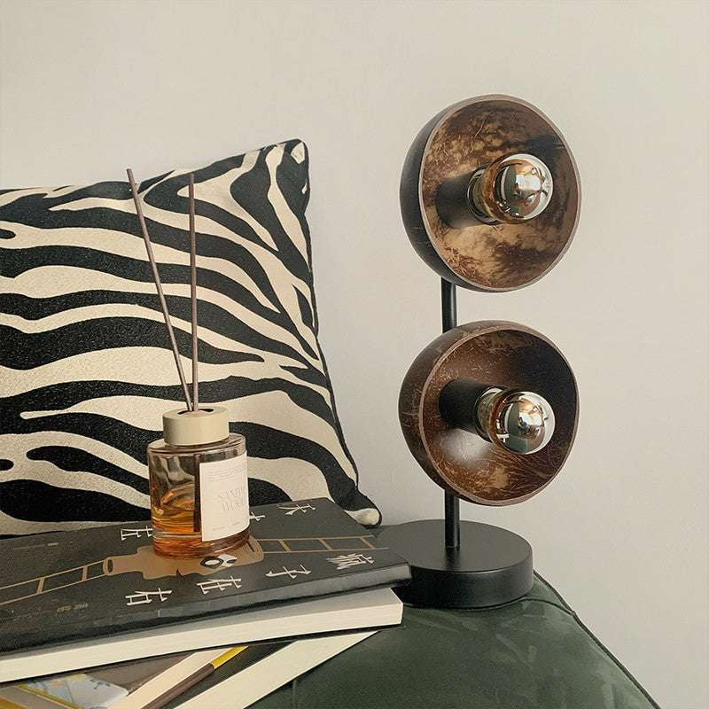 Boho Chic Bedside Light, Handcrafted Coconut Lamp, Sustainable Nightlight Decor - available at Sparq Mart