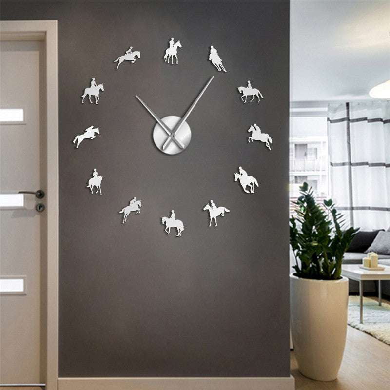 Acrylic Mirror Clock, Equestrian Wall Decor, Horse Clock Home - available at Sparq Mart