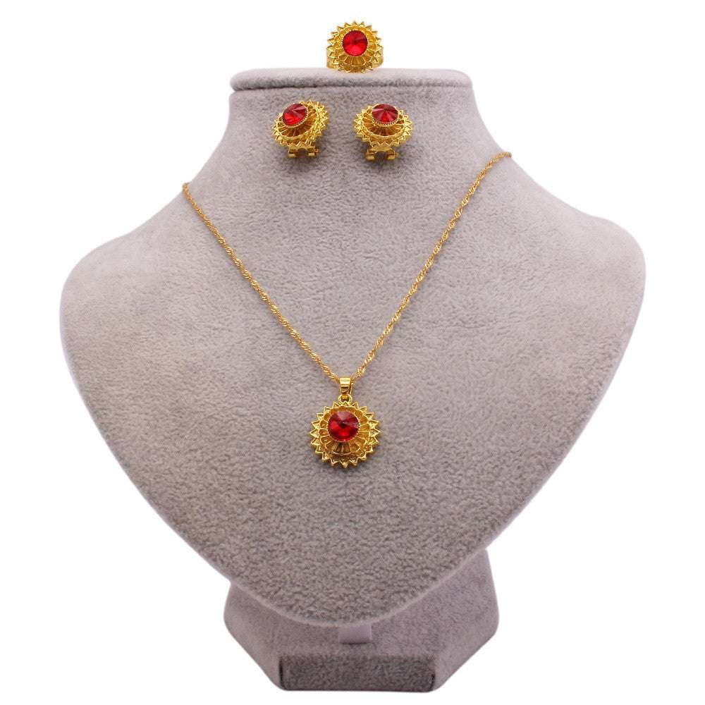 Bridal Jewelry Combo, Classic Wedding Set, Necklace Earring Ring - available at Sparq Mart