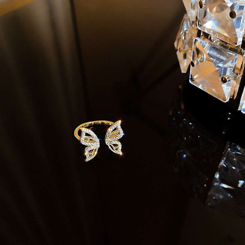 Fashion Butterfly Ring, Korean Style Jewelry, Zircon Inlay Ring - available at Sparq Mart