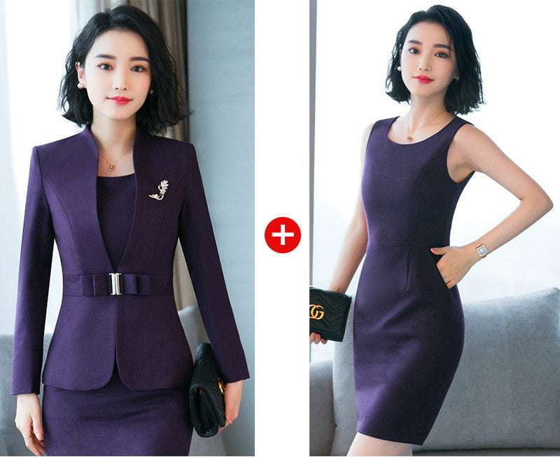 Collarless Suit Women, Elegant Office Suit, Formal Business Attire - available at Sparq Mart