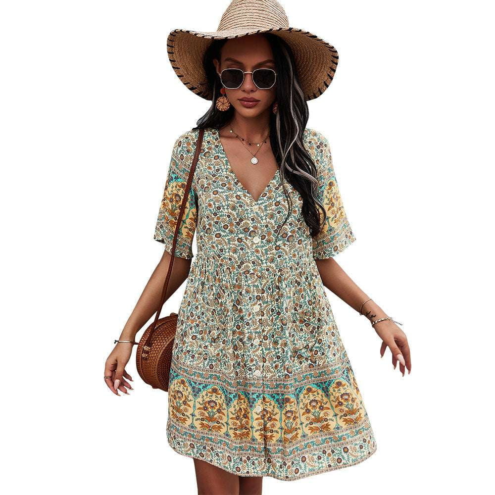 boho floral dress, elegant summer frock, sexy bohemian attire - available at Sparq Mart