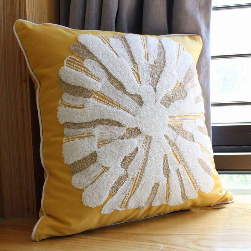 Cotton Pillowcase Decor, Floral Embroidery Pillowcase, Sofa Embroidery Cushion - available at Sparq Mart