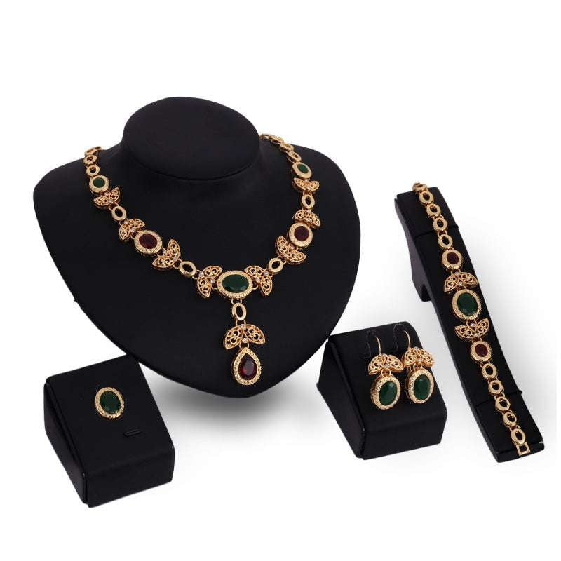 Bracelet Ring Earrings, Elegant Necklace Combo, Gold Jewelry Set - available at Sparq Mart