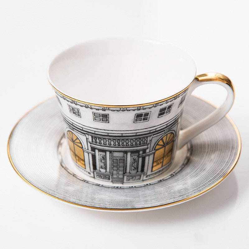 Bone China Cup, Elegant Coffee Cups, Gold-Trimmed Coffee Set - available at Sparq Mart