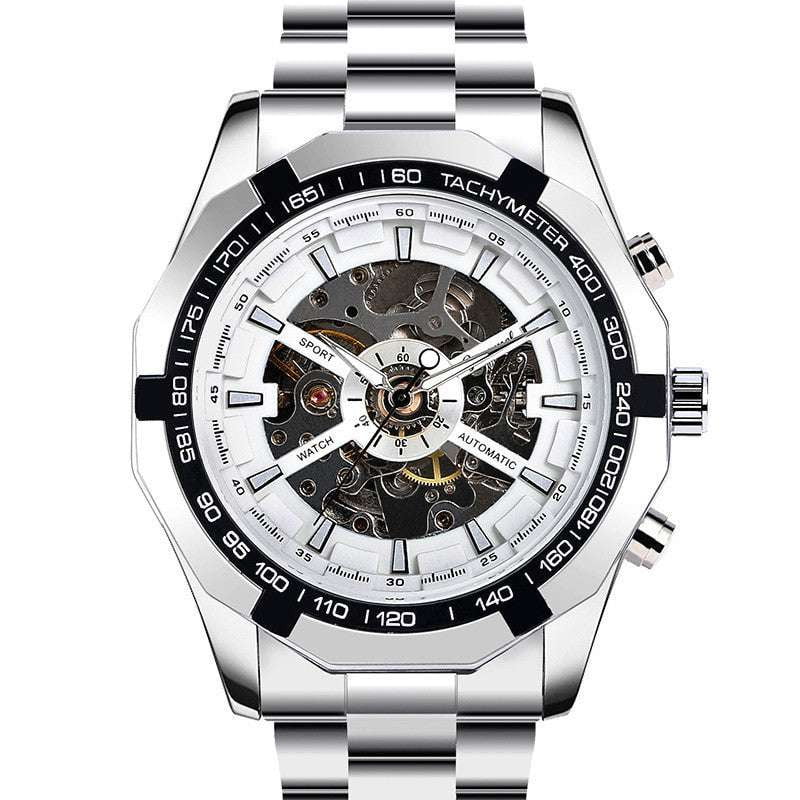 Elegant Timepiece Collectible, Mechanical Steel Wristwatch, Waterproof Business Watch - available at Sparq Mart