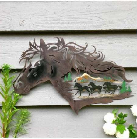 American Style Decor, Iron Horse Ornament, Pastoral Metal Paintings - available at Sparq Mart