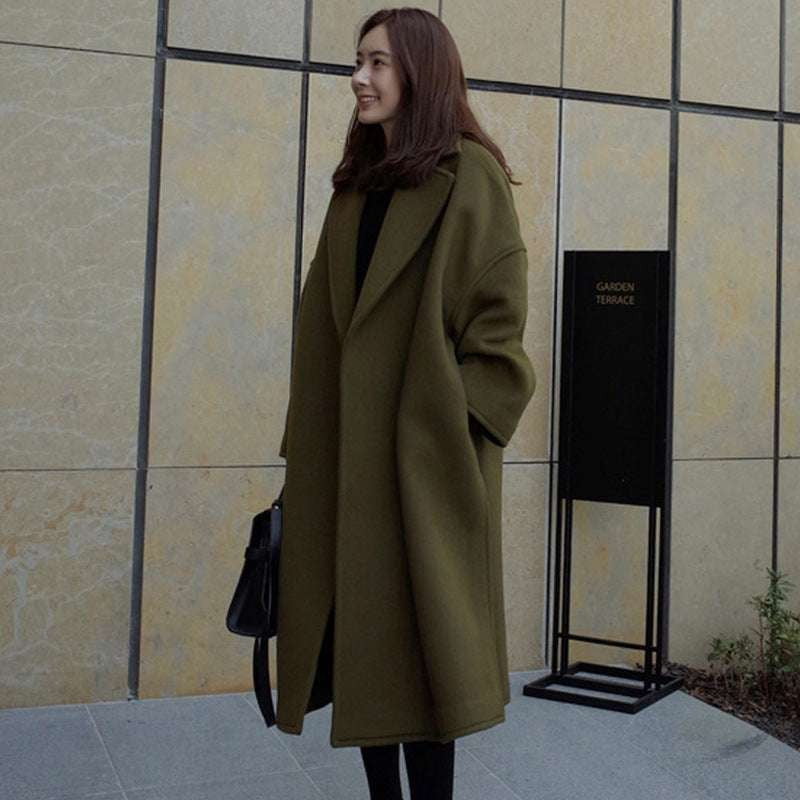 green wool coat, winter wool outerwear, woolen coat women - available at Sparq Mart