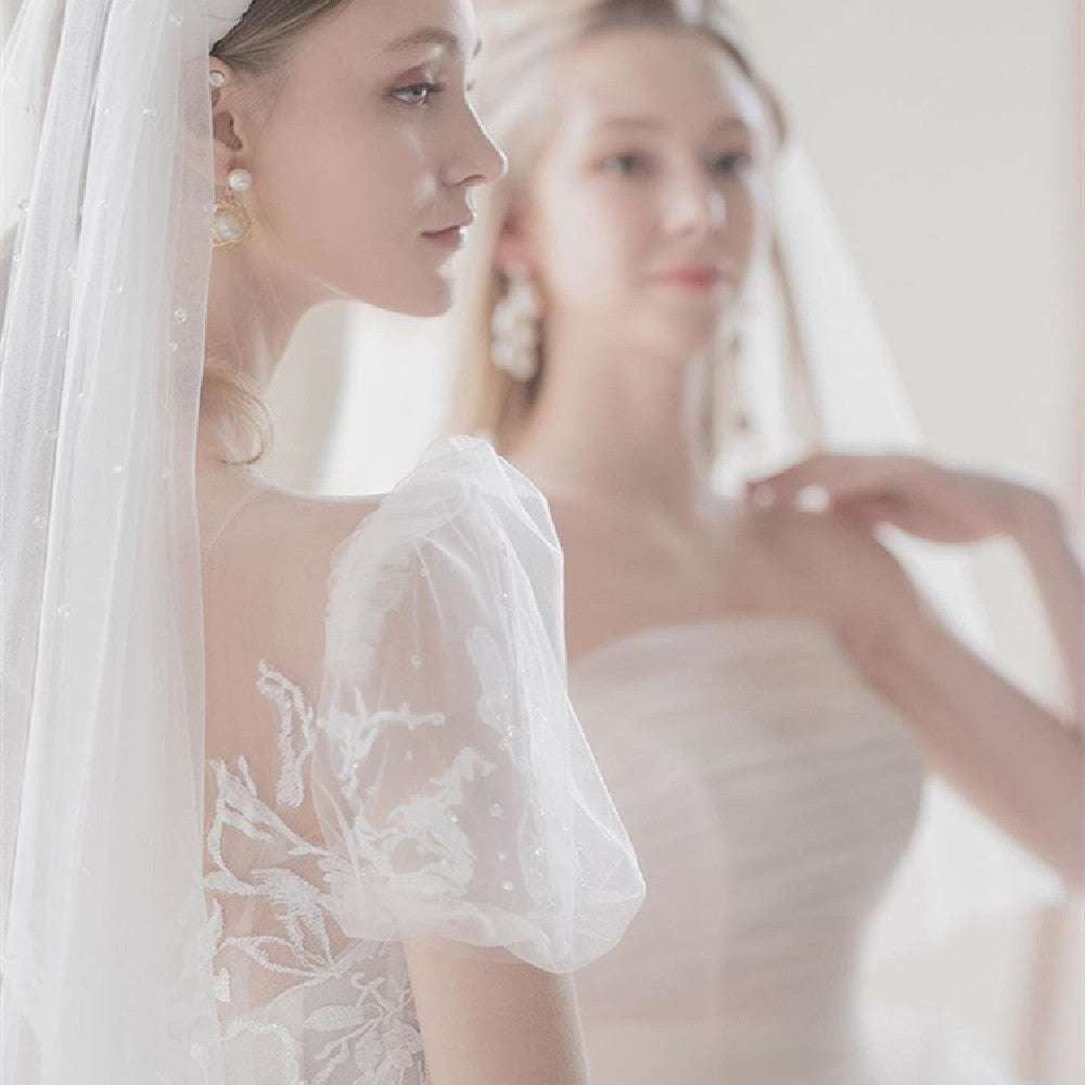 Korean Style Bridal, Mid-waist Bridal Dress, Organza Wedding Gown - available at Sparq Mart