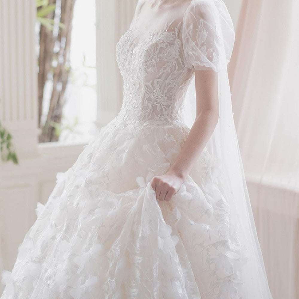 Korean Style Bridal, Mid-waist Bridal Dress, Organza Wedding Gown - available at Sparq Mart