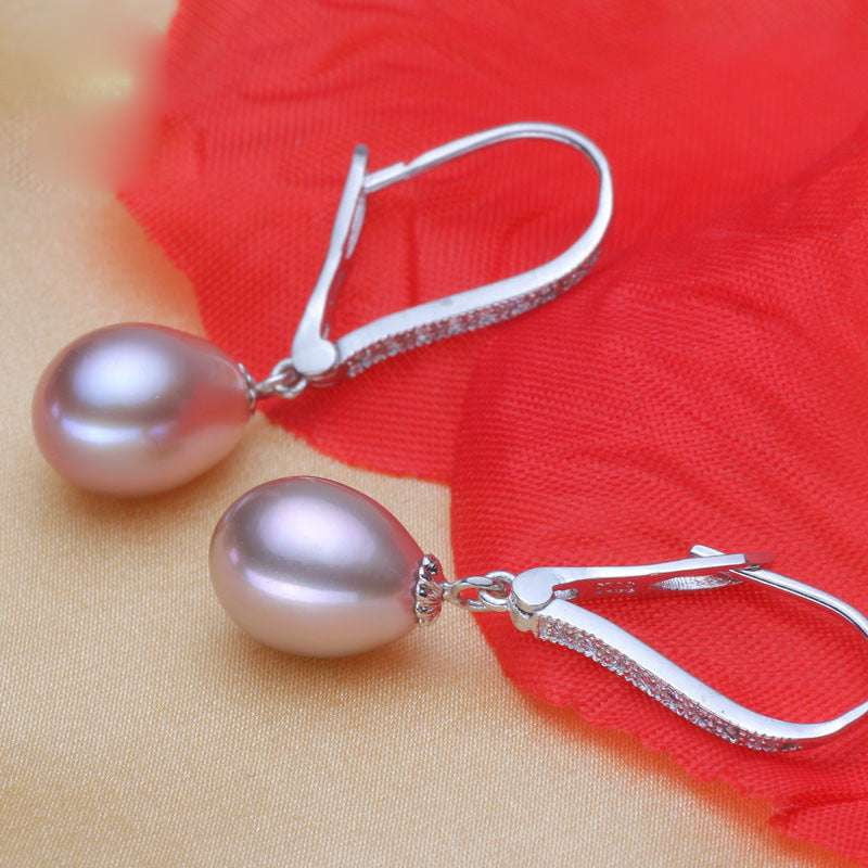 Ladies Elegant Earrings, Natural Pearl Buckles, Silver Pearl Earrings - available at Sparq Mart