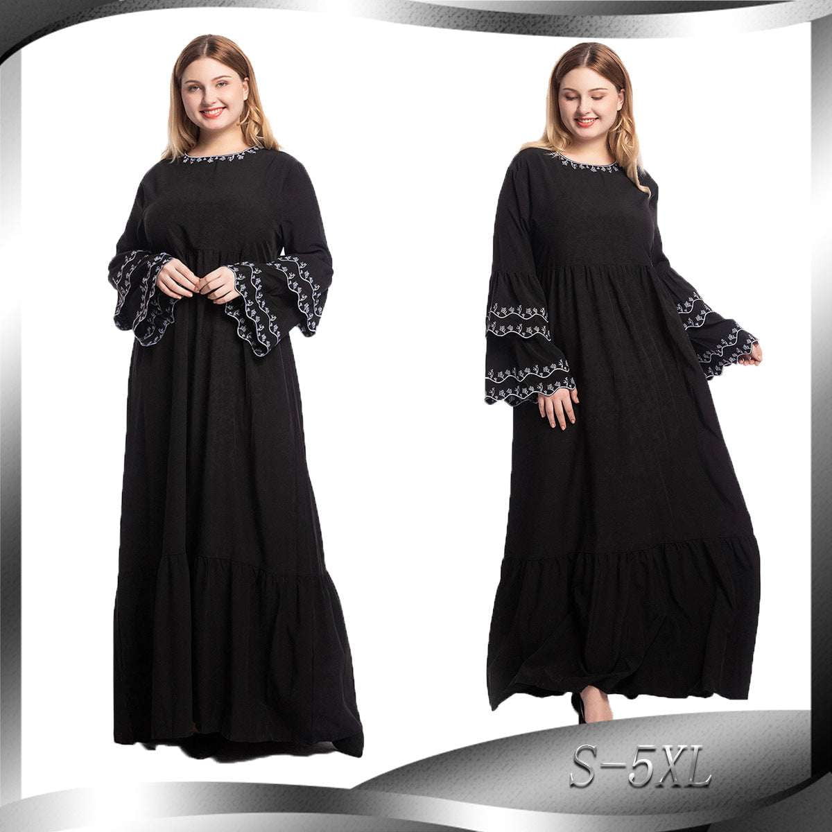 embroidered black dress, petal sleeve frock, urban leisurewear dress - available at Sparq Mart