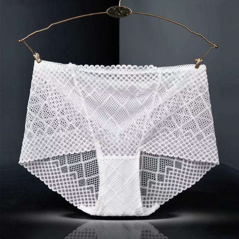 Breathable Mid-waist Briefs, Elegant Lace Underwear, Plus Size Lace Panties - available at Sparq Mart