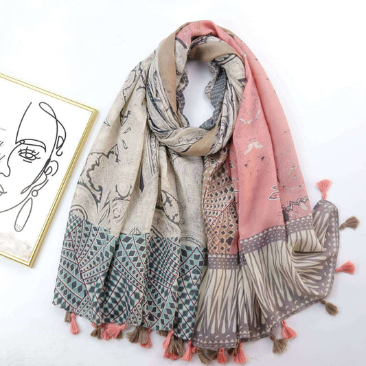 Designer Shawl Wrap, Luxurious Silk Scarf, Printed Silk Shawl - available at Sparq Mart