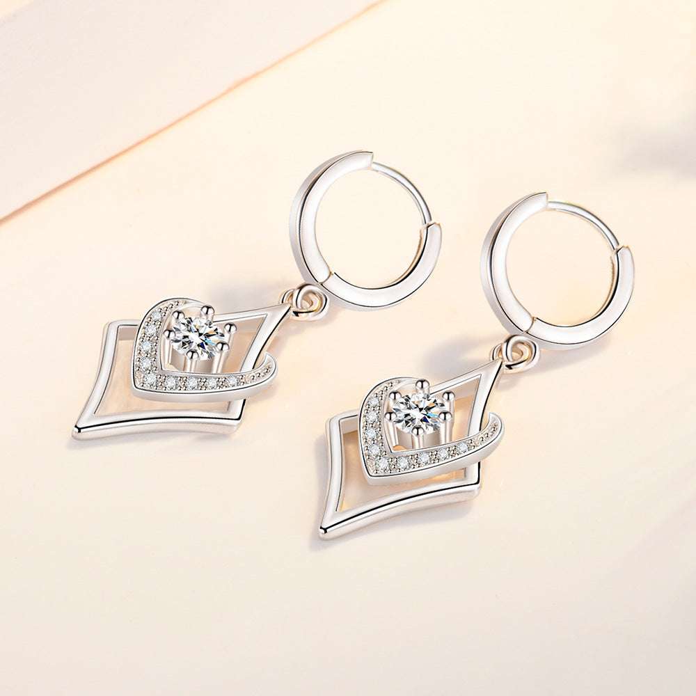 elegant drop earrings, inlaid silver jewelry, Silver drop earrings - available at Sparq Mart